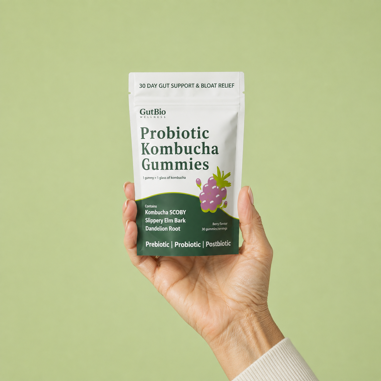 Probiotic Kombucha Gummies - Daily Gut &amp; Regularity Support