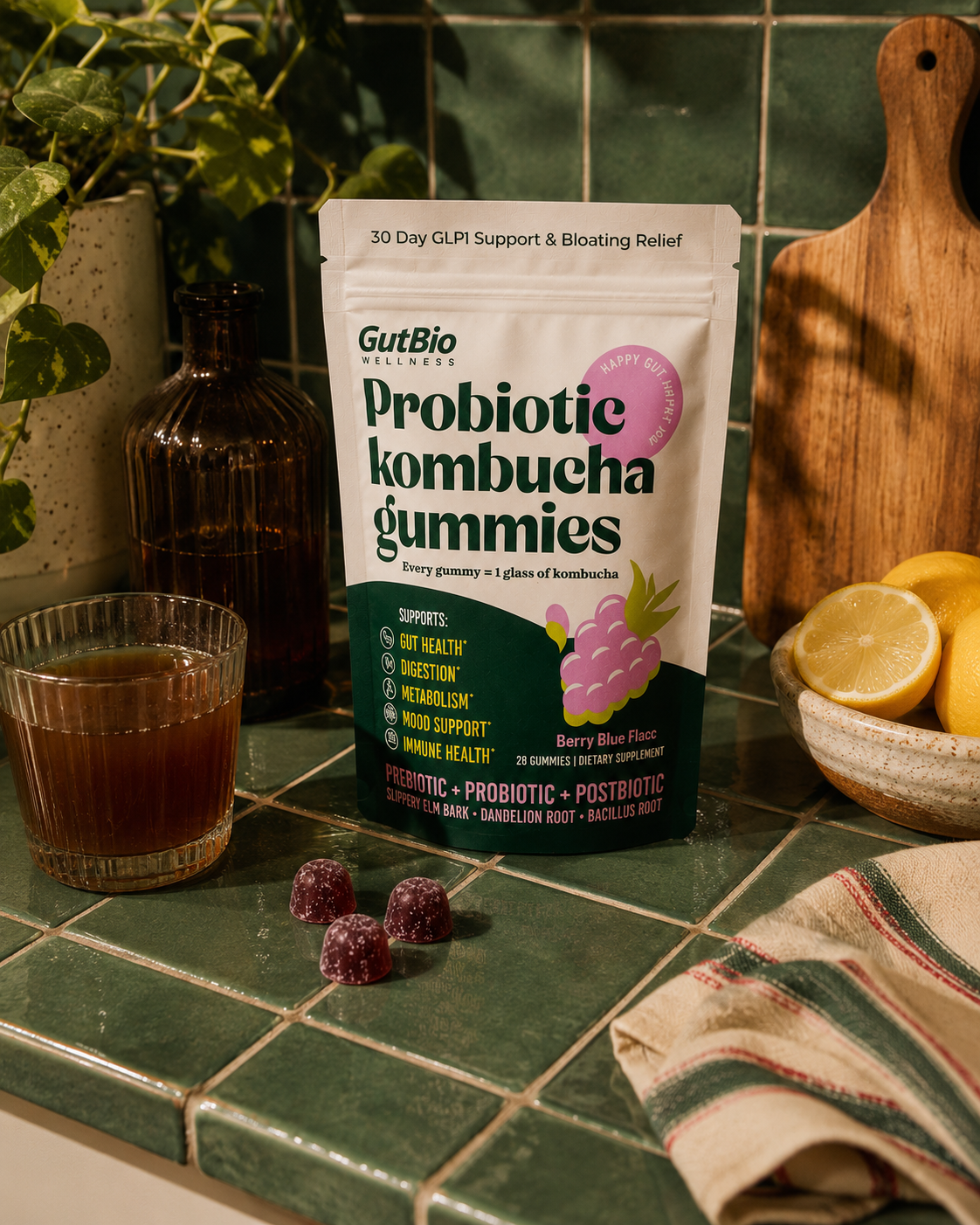 Smooth GutBio gummies with dandelion root and kombucha